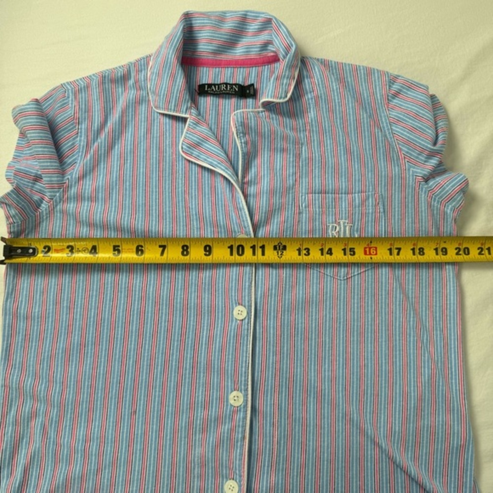Lauren Ralph Lauren Women's Sleepwear Top, Button up, Blue,‎ Pink Size Small - Picture 8 of 9
